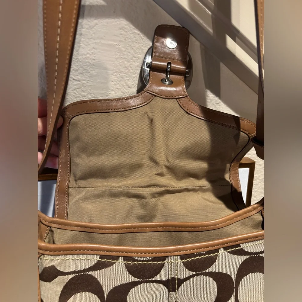 Coach Signature Canvas and Leather Crossbody Bag in Tan - Picture 4 of 10